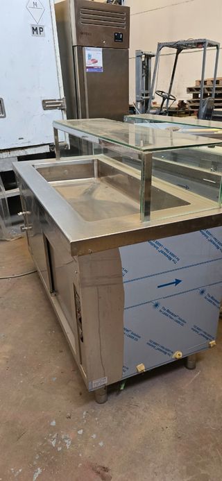 Mostrador Baño María Hostelería Inox con Vitrina