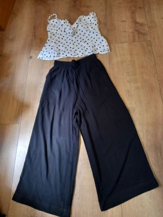 Conjunto top lunares y pantalón negro
