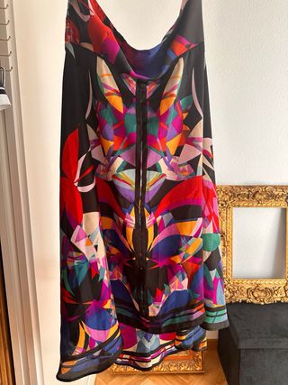 Vestido Mango Negro Multicolor