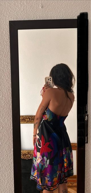Vestido Mango Negro Multicolor
