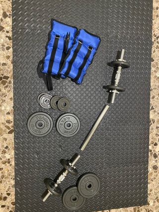 Kit Pesas Hierro Fundido 20kg con Barra