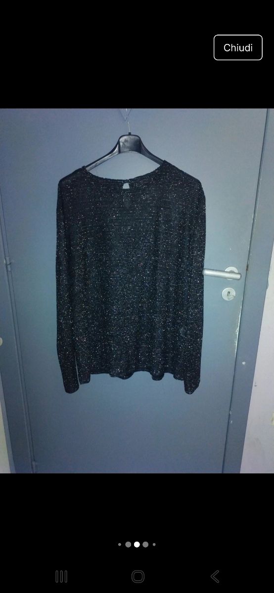 Maglia laminata nera e argento