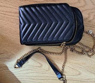 Bolso bandolera mujer negro y dorado