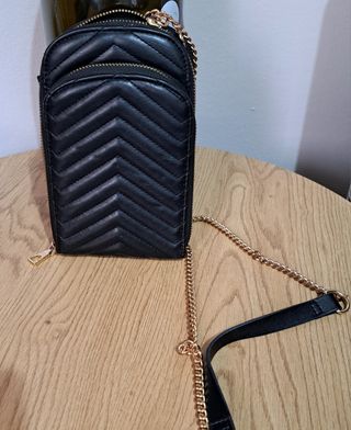 Bolso bandolera mujer negro y dorado