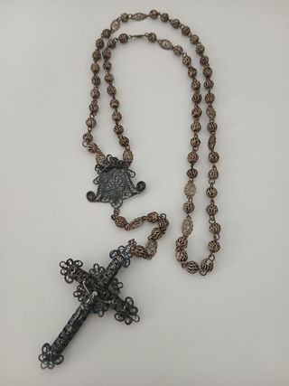 Rosario antiguo filigrana cruz