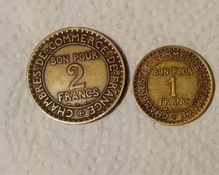 2x Monete Francesi 1 e 2 Franchi