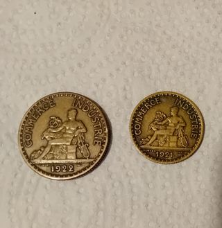 2x Monete Francesi 1 e 2 Franchi