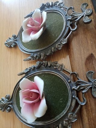 2 Cuadritos Decorativos Flor Rosa