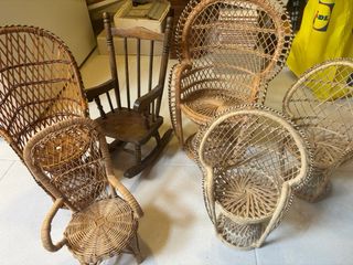 Set 6 Sedie Vimini e Legno piccole per bambole