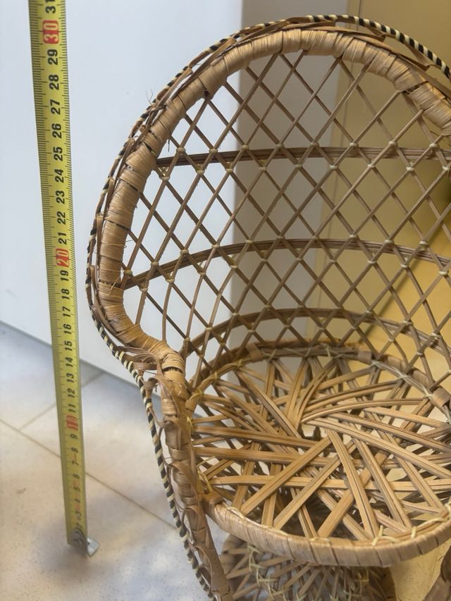 Set 6 Sedie Vimini e Legno piccole per bambole