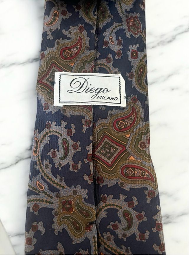Cravatta uomo fantasia paisley blu