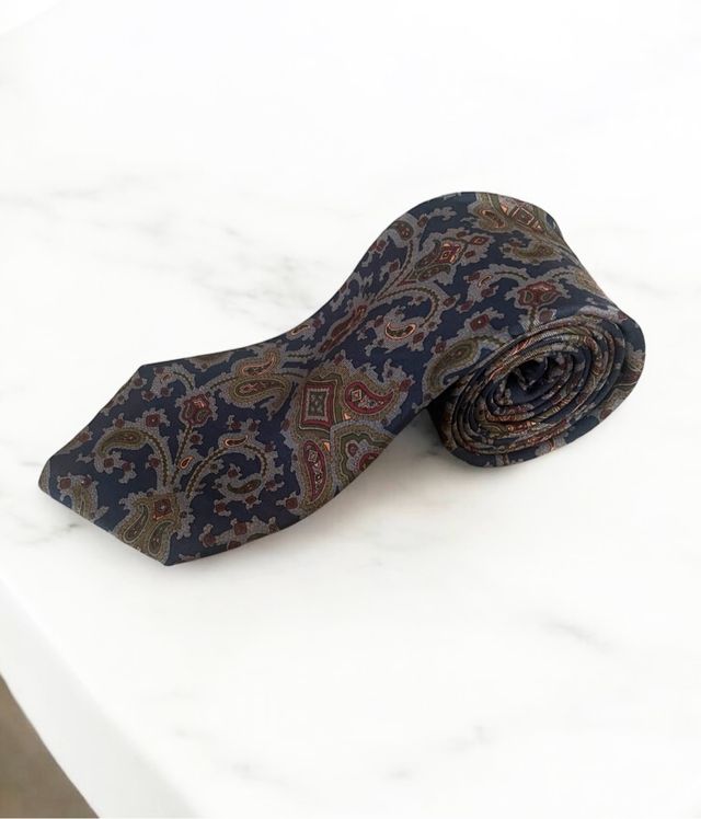 Cravatta uomo fantasia paisley blu
