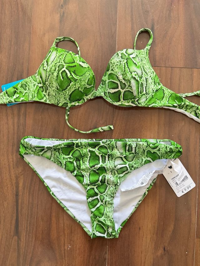 Bikini Tezenis verde estampado serpiente Talla S