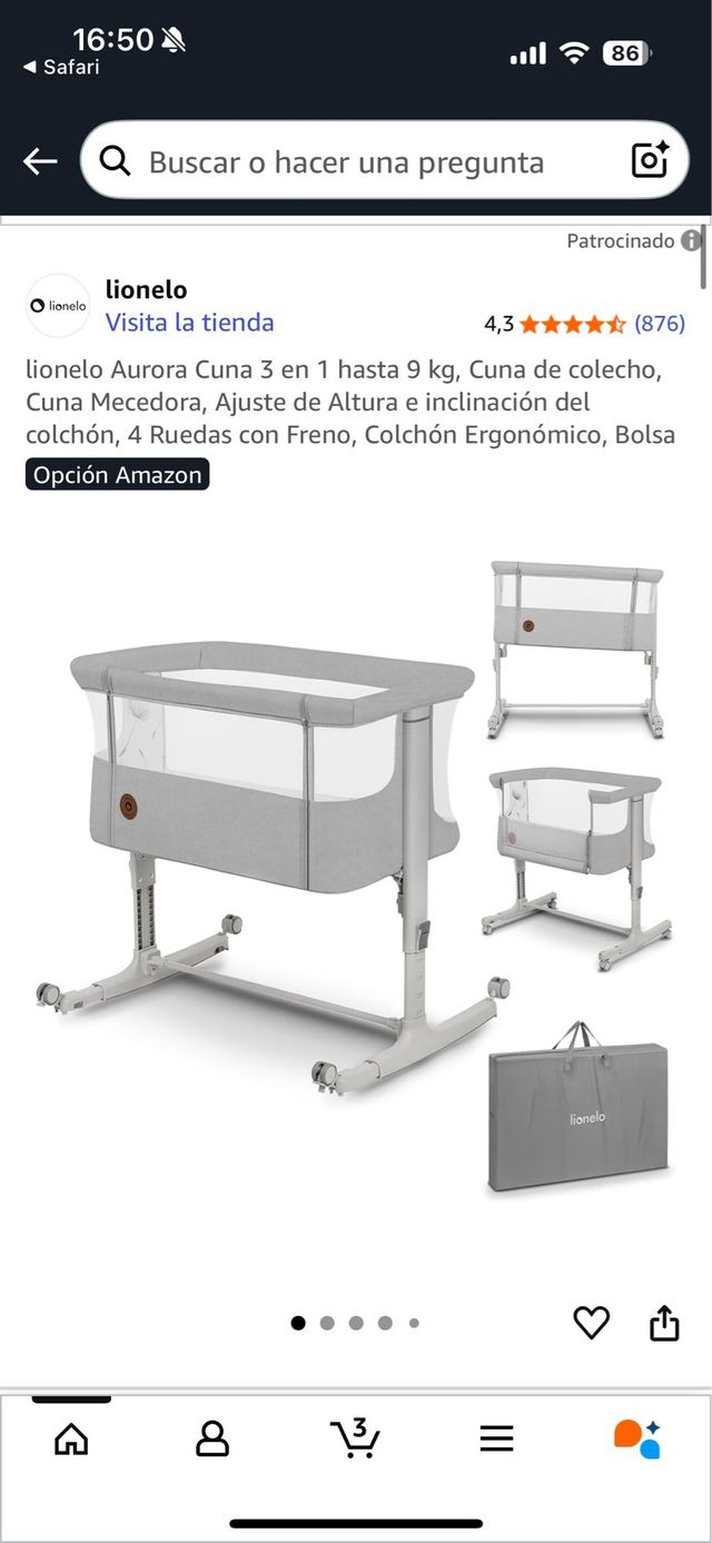 Cuna de colecho Lionelo Aurora