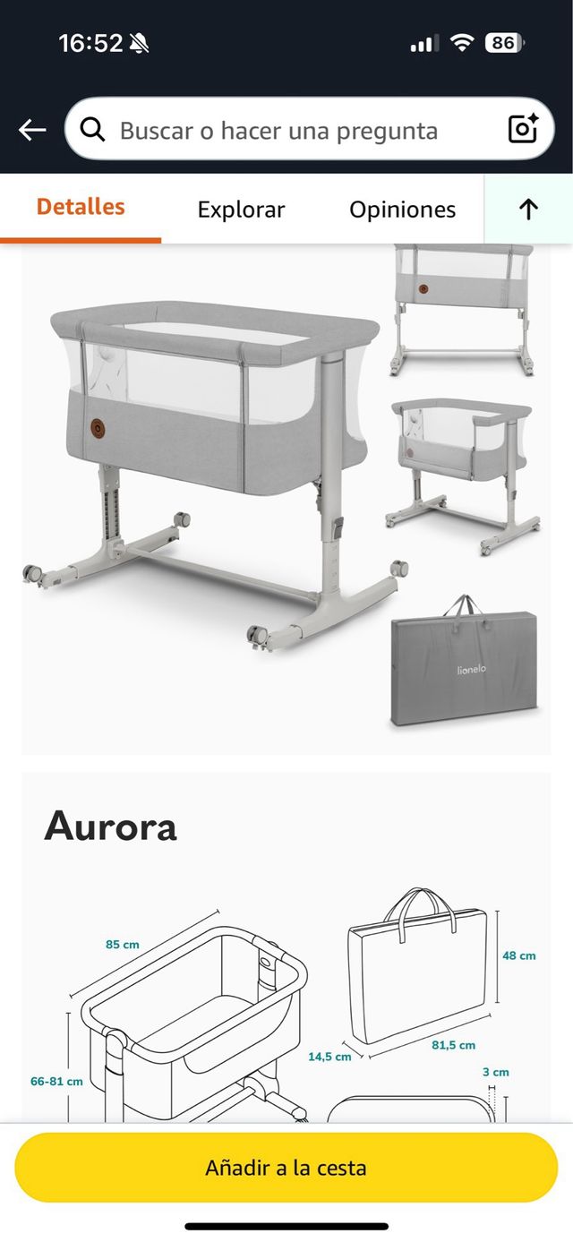 Cuna de colecho Lionelo Aurora