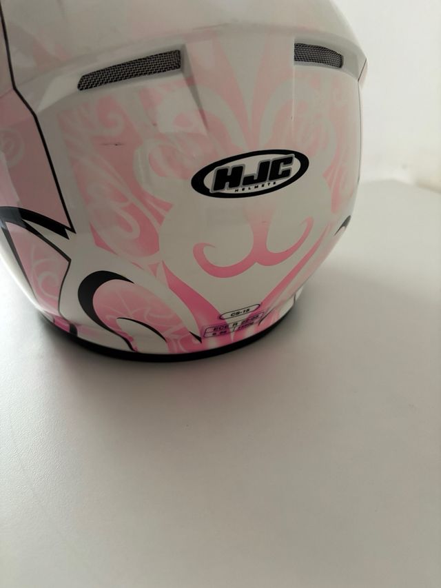 Casco integrale donna HJC bianco e rosa