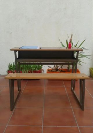 Pupitre escolar madera y metal