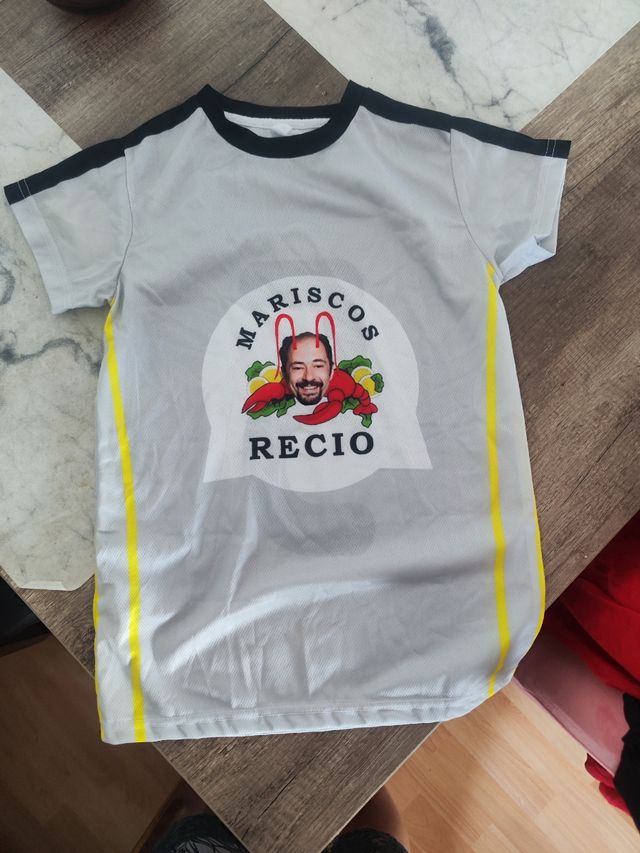 Camiseta Mariscos Recio niño gris y amarillo