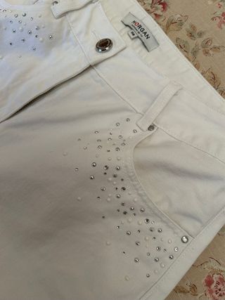 Pantalón Morgan Blanco Talla 38 con Pedrería
