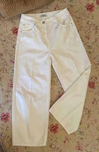 Pantalón Morgan Blanco Talla 38 con Pedrería
