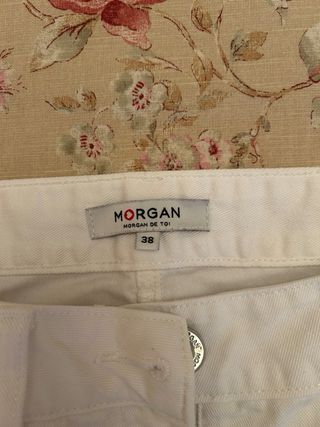 Pantalón Morgan Blanco Talla 38 con Pedrería