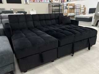 Sofá Negro 210cm - Cama Matrimonial 190x170cm