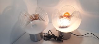 Coppia Lampade da Tavolo Vetro e Metallo