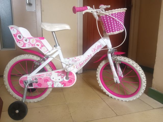 Bicicleta Infantil Hello Kitty Blanca y Rosa