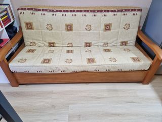 Sofá Cama 1.35x1.90 Tela y Madera