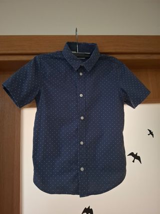 Camisa manga curta H&M azul 5-6 anos