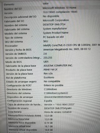 Pc intel5 RAM 12gb Asus