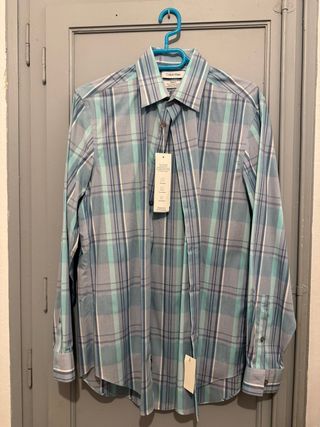 Camisa Calvin Klein Hombre Cuadros Azul/Verde