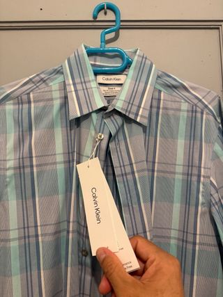Camisa Calvin Klein Hombre Cuadros Azul/Verde