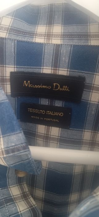 Camisa Massimo Dutti cuadros azul, blanco y marrón