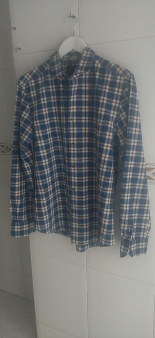 Camisa Massimo Dutti cuadros azul, blanco y marrón