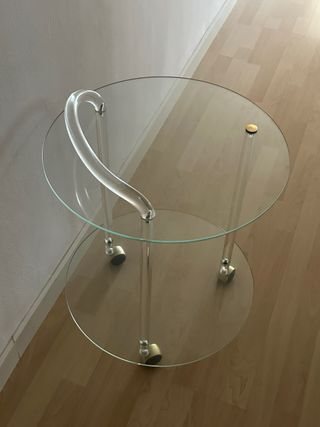 Mesa camarera cristal transparente con ruedas