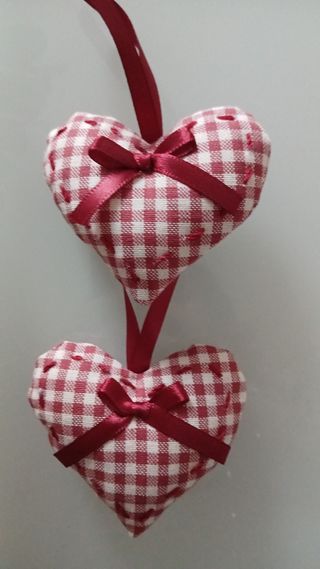 Cuori country chic 2 decorazioni borgogn