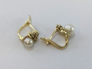 pendientes oro 18k con piedra con circonita,perla