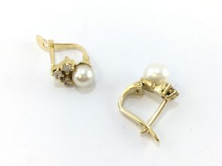 pendientes oro 18k con piedra con circonita,perla