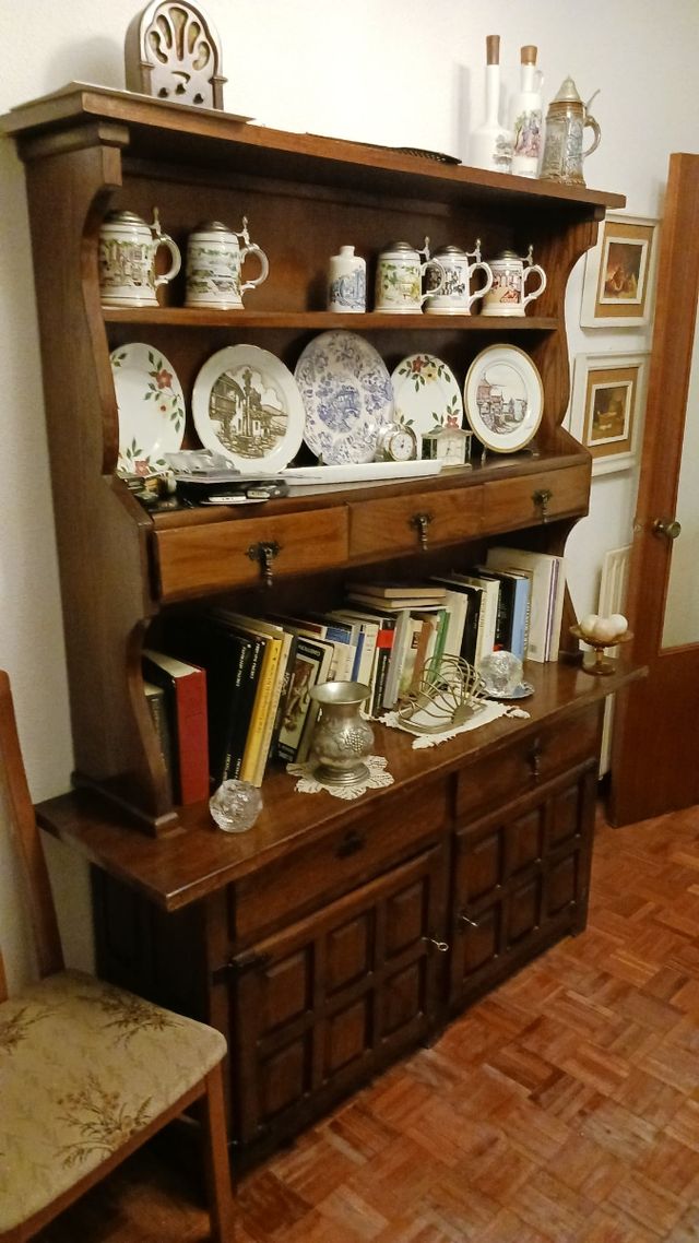 Lote Muebles Antiguos Madera y Cristal