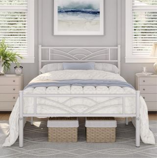 Estructura Cama Metálica + Colchón Blanco