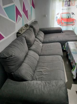 Chaiselongue viscoelástica gris de tela