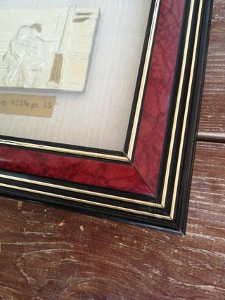 Quadro di legno con placca in argento 925 gr. 15
