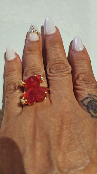 Anillo Oso Rojo y Dorado