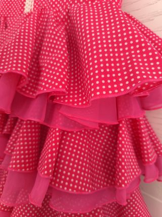 Vestido Flamenca Niña Rosa Lunares