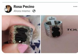 Anillo Tous Oso Negro Plata Talla 7