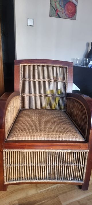 Sillón de Madera, Mimbre, Caña y Ratán