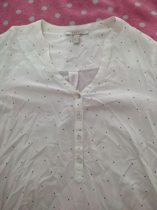 Camisa Esprit blanca lunares talla S