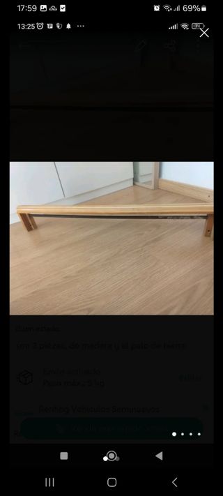 Barra Cortina Madera y Metal 95cm