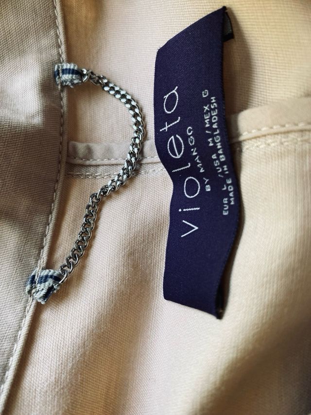 Abrigo Tres Cuartos color salmón de Algodón.